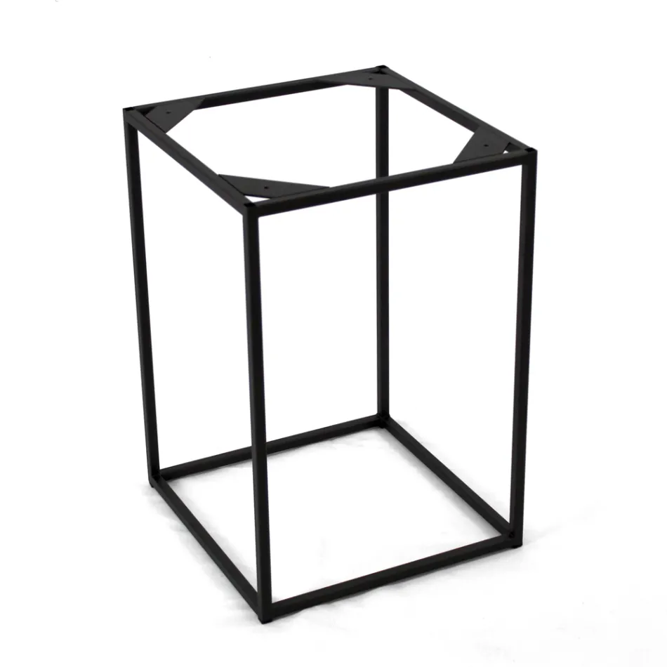 Table basse en grès et base en acier Made in Italy - Birba Viadurini