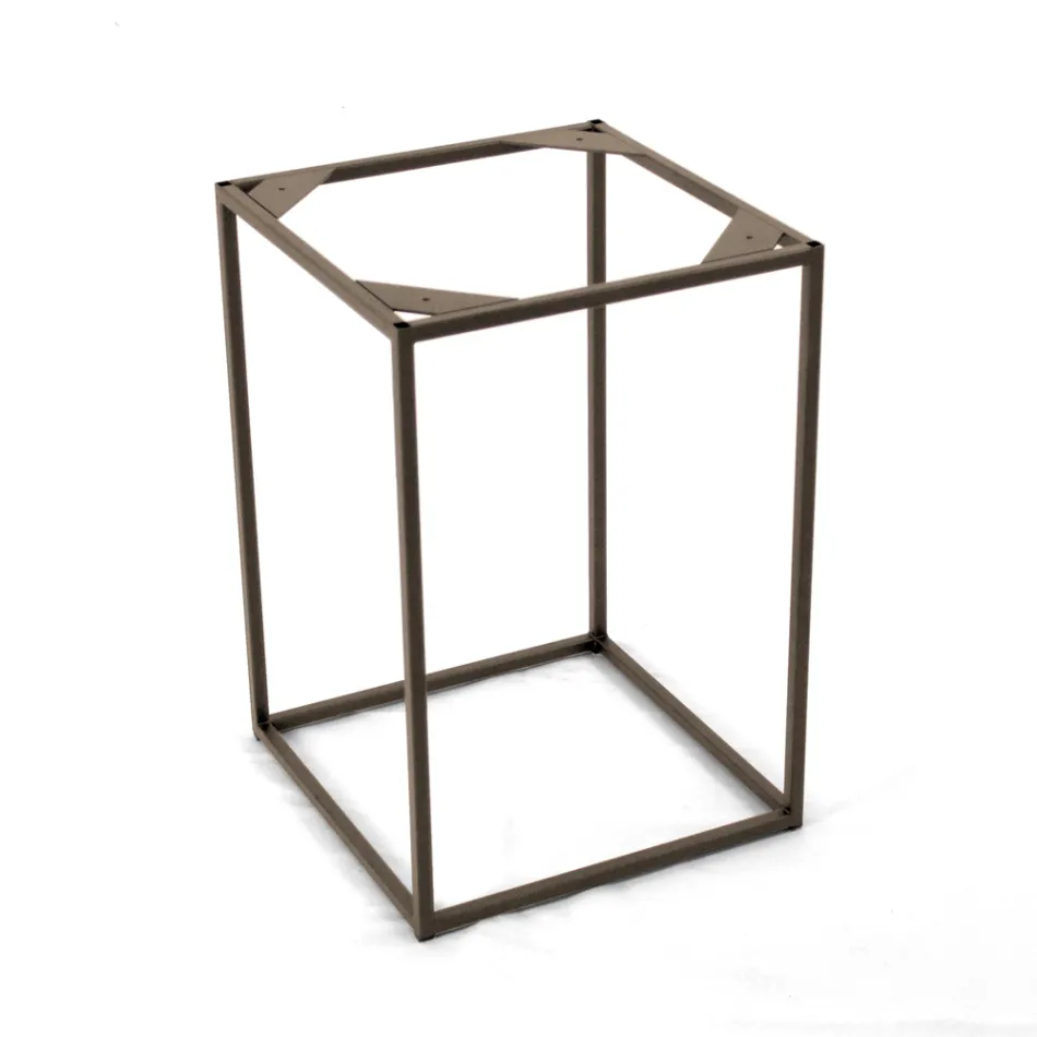 Table basse en grès et base en acier Made in Italy - Birba Viadurini