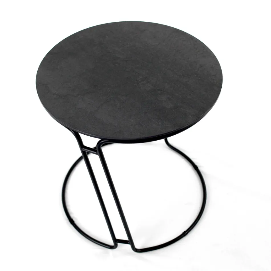 Table Basse en Grès de Porcelaine et Base Ronde Made in Italy - Tullia Viadurini