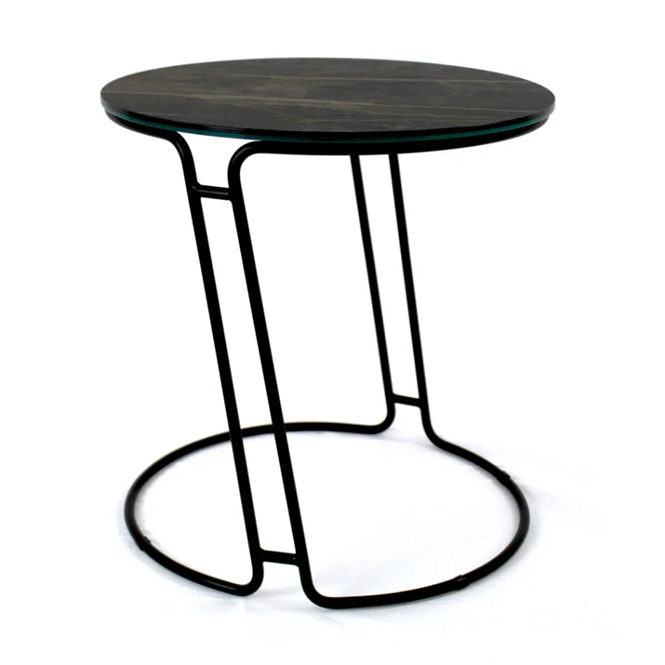 Table Basse en Grès de Porcelaine et Base Ronde Made in Italy - Tullia Viadurini