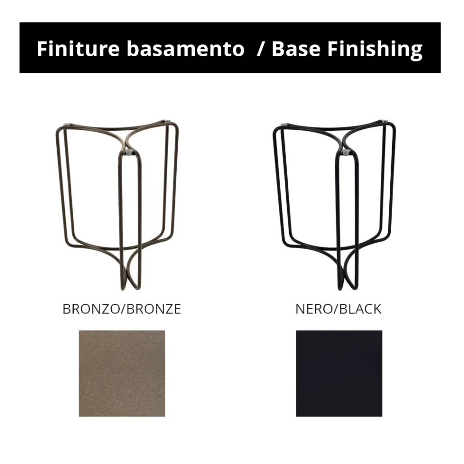 Table basse en grès rond et base à 3 croissants fabriquée en Italie - Arepa Viadurini