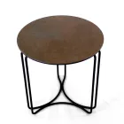 Table basse en grès rond et base à 3 croissants fabriquée en Italie - Arepa Viadurini