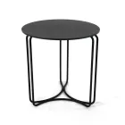 Table basse en grès rond et base à 3 croissants fabriquée en Italie - Arepa Viadurini