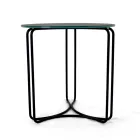 Table basse en grès rond et base à 3 croissants fabriquée en Italie - Arepa Viadurini