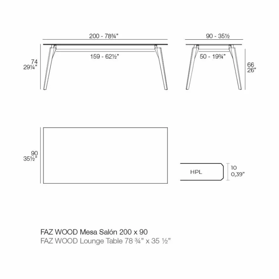 Table basse en stratifié blanc ou noir en 2 tailles - Faz Wood par Vondom Viadurini