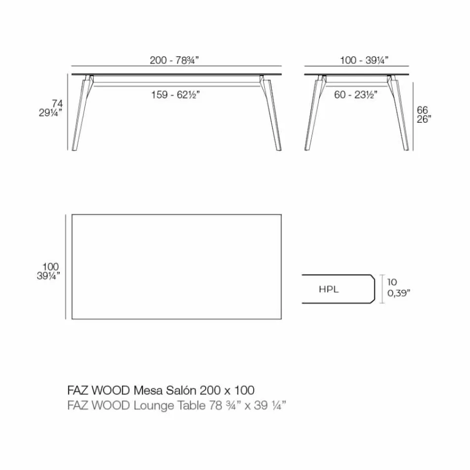 Table basse en stratifié blanc ou noir en 2 tailles - Faz Wood par Vondom Viadurini