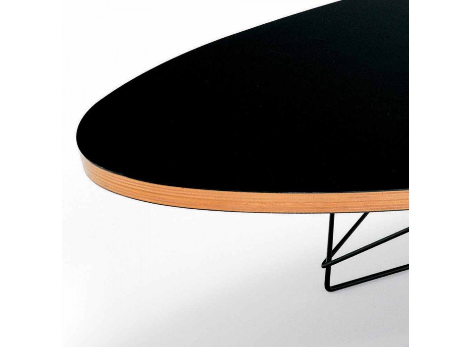 Table Basse en Stratifié Noir et Acier Laqué Made in Italy - Persefone Viadurini