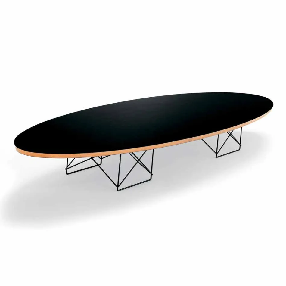 Table Basse en Stratifié Noir et Acier Laqué Made in Italy - Persefone Viadurini