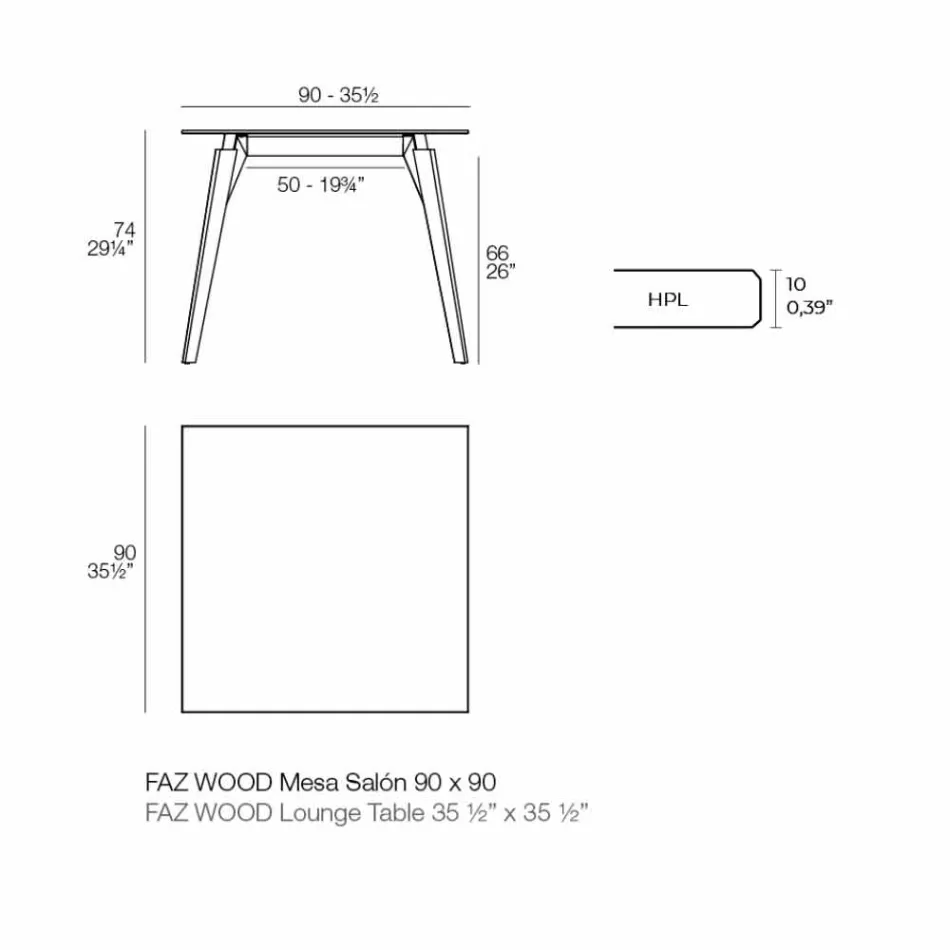 Table Basse en Bois et Hpl Différentes Couleurs 2 Tailles - Bois Faz - Vondom Viadurini