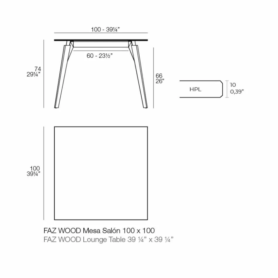 Table Basse en Bois et Hpl Différentes Couleurs 2 Tailles - Bois Faz - Vondom Viadurini