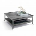 Table basse de salon en bois laqué en argent, L.130xP.130 cm, Berit
