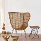 Table basse en bois de teck et acier design industriel - Stiletto Viadurini