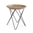 Table basse en bois de teck et acier design industriel - Stiletto Viadurini