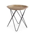 Table basse en bois de teck et acier design industriel - Stiletto