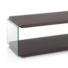 Table basse en noyer Mdf et verre transparent en 2 tailles - Mindie Viadurini