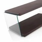 Table basse en noyer Mdf et verre transparent en 2 tailles - Mindie Viadurini