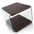 Table basse en noyer Mdf et verre transparent en 2 tailles - Mindie Viadurini