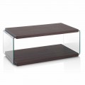 Table basse en noyer Mdf et verre transparent en 2 tailles - Mindie