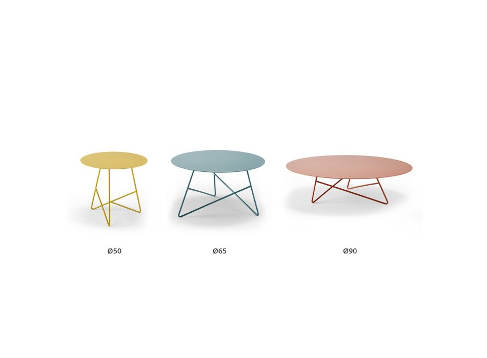 Table basse en métal coloré et 3 tailles, fabriquée en Italie - Magali Viadurini