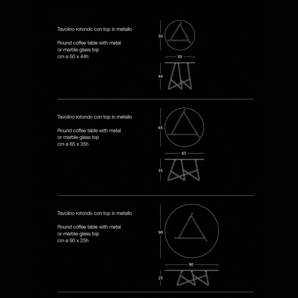 Table basse en métal coloré et 3 tailles, fabriquée en Italie - Magali Viadurini