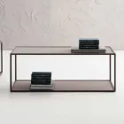 Table basse en métal avec dessus en cristal Made in Italy - Fermio Viadurini