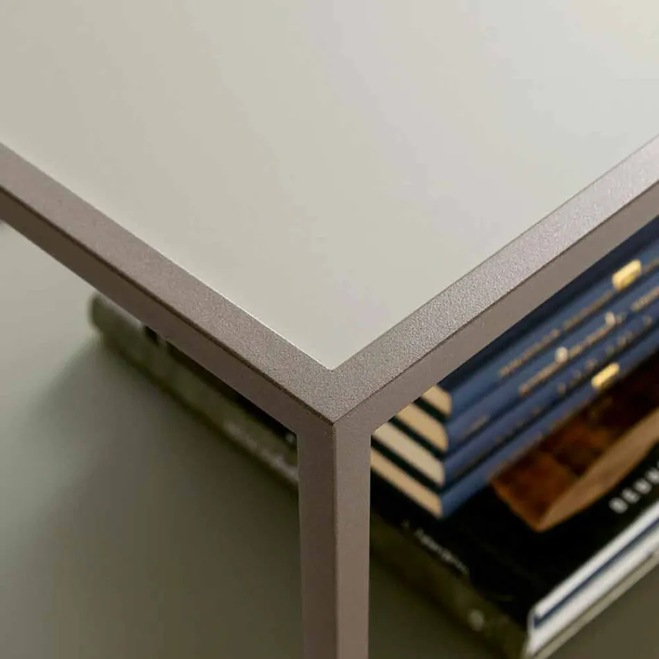 Table basse en métal avec dessus en cristal Made in Italy - Fermio Viadurini