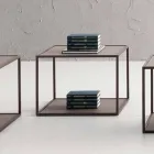 Table basse en métal avec dessus en cristal Made in Italy - Fermio Viadurini