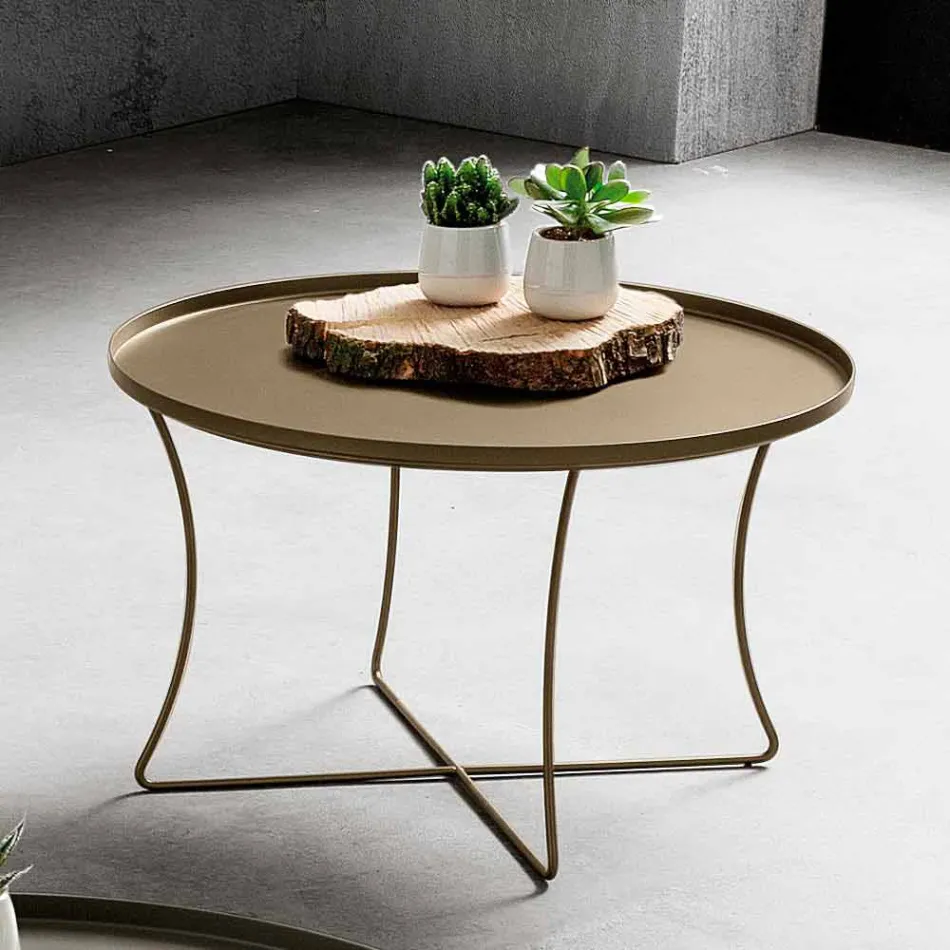Table basse en métal avec plateau à conteneurs Made in Italy - Numbo Viadurini
