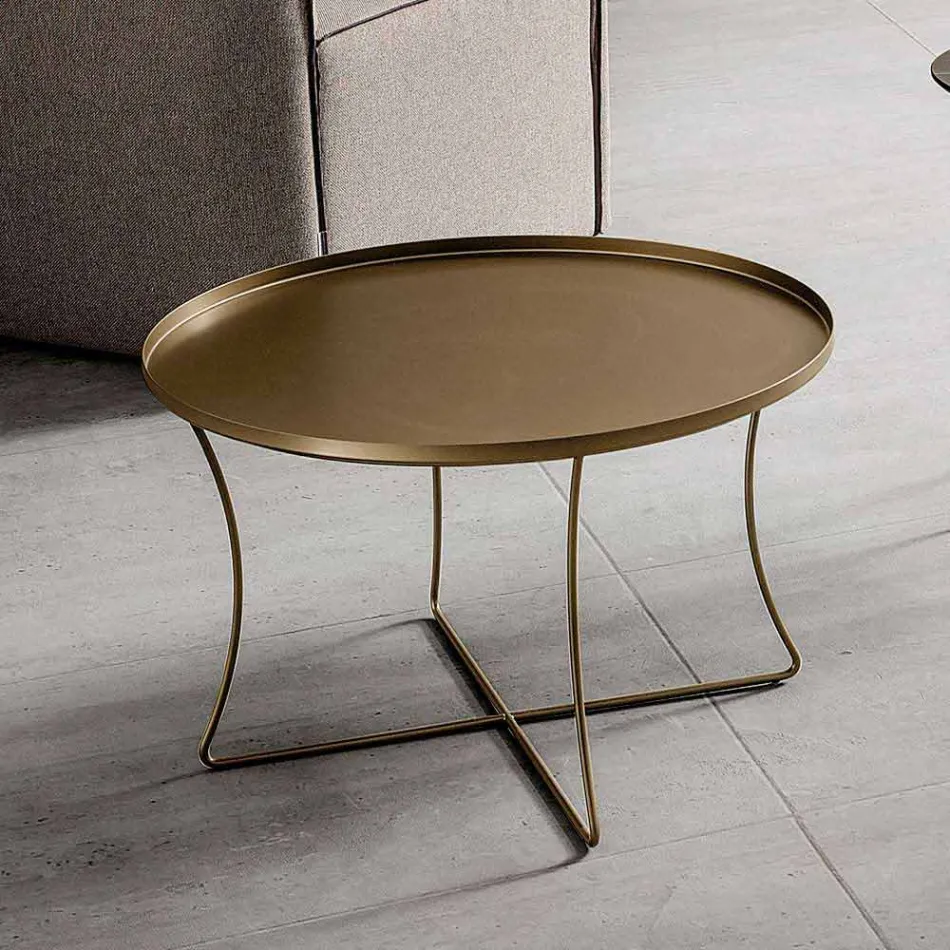 Table basse en métal avec plateau à conteneurs Made in Italy - Numbo Viadurini