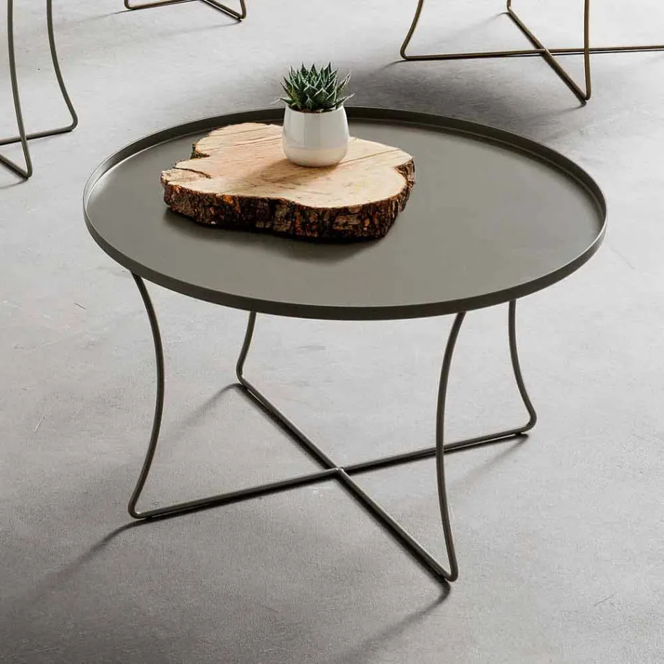 Table basse en métal avec plateau à conteneurs Made in Italy - Numbo Viadurini