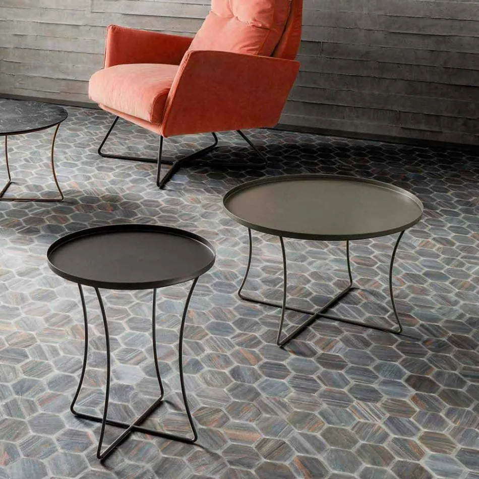 Table basse en métal avec plateau à conteneurs Made in Italy - Numbo Viadurini