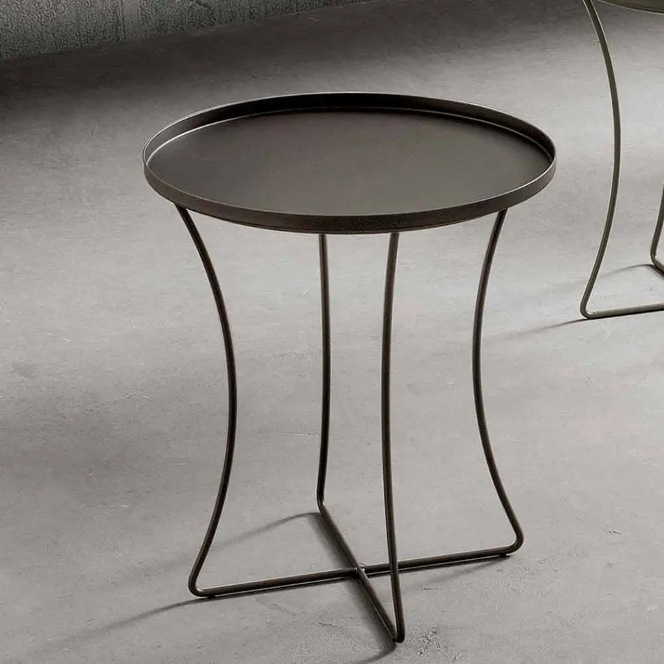 Table basse en métal avec plateau à conteneurs Made in Italy - Numbo Viadurini