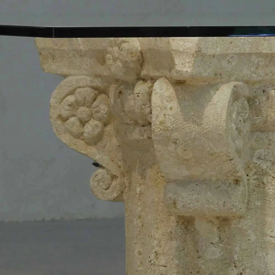 Table basse avec salon en pierre et en verre avec un design classique Balos Viadurini