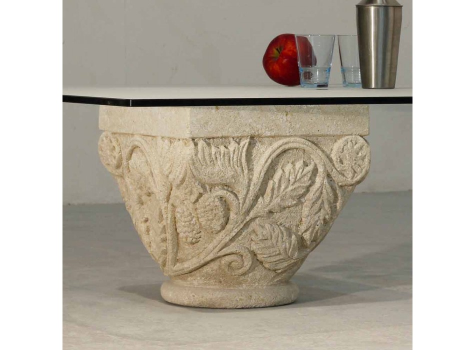 Table basse avec salon en pierre et le verre avec un design classique Mytros Viadurini
