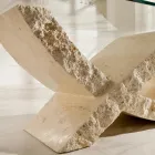 Table basse en pierre fossile avec plateau en verre transparent - Kansas Viadurini