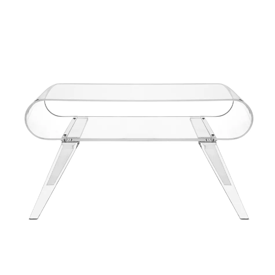 Table basse en Plexiglas Transparent ou avec Bois Design - Plâtre Viadurini