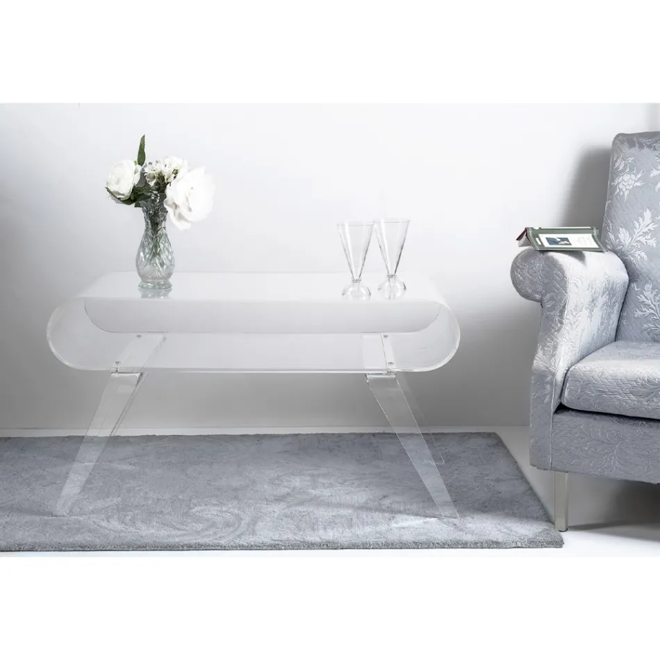 Table basse en Plexiglas Transparent ou avec Bois Design - Plâtre Viadurini