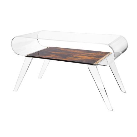 Table basse en Plexiglas Transparent ou avec Bois Design - Plâtre Viadurini