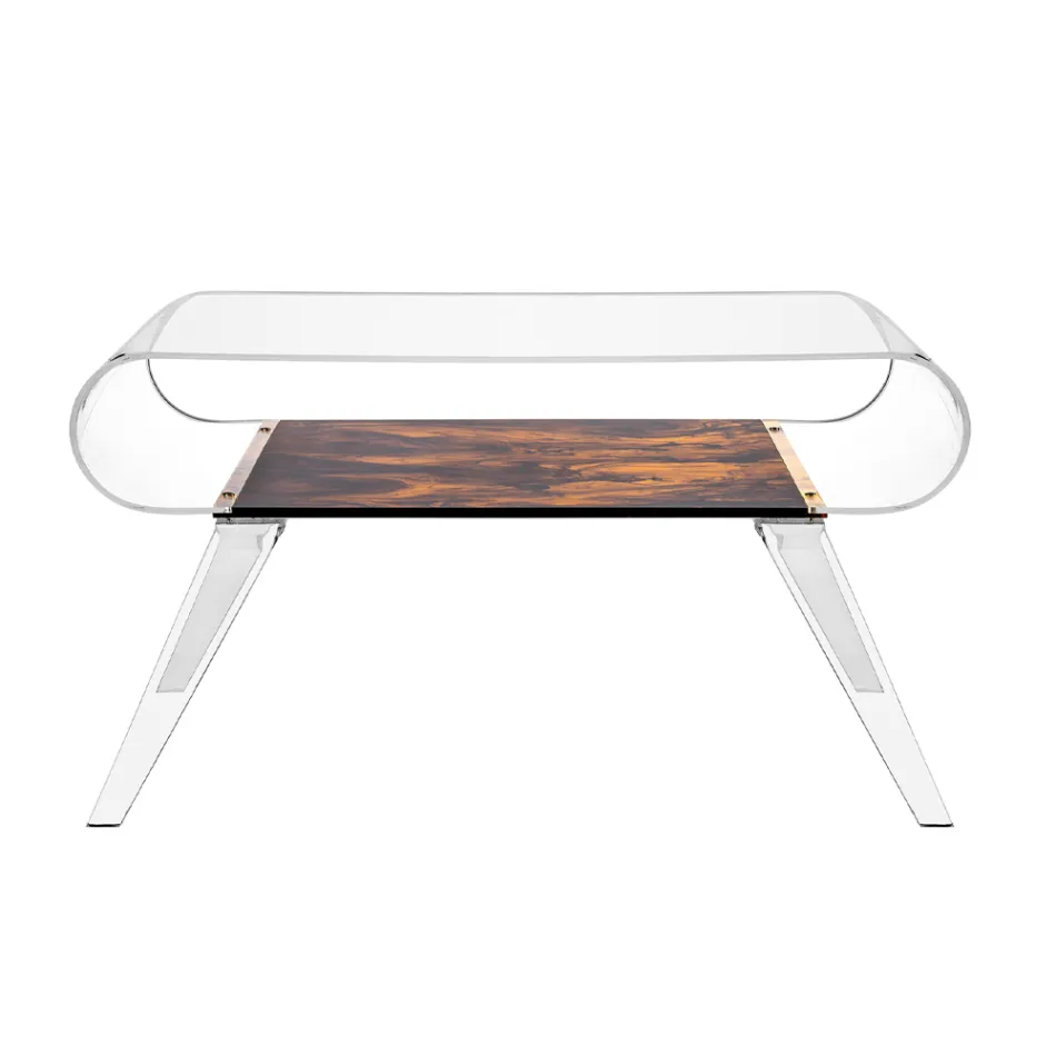 Table basse en Plexiglas Transparent ou avec Bois Design - Plâtre Viadurini