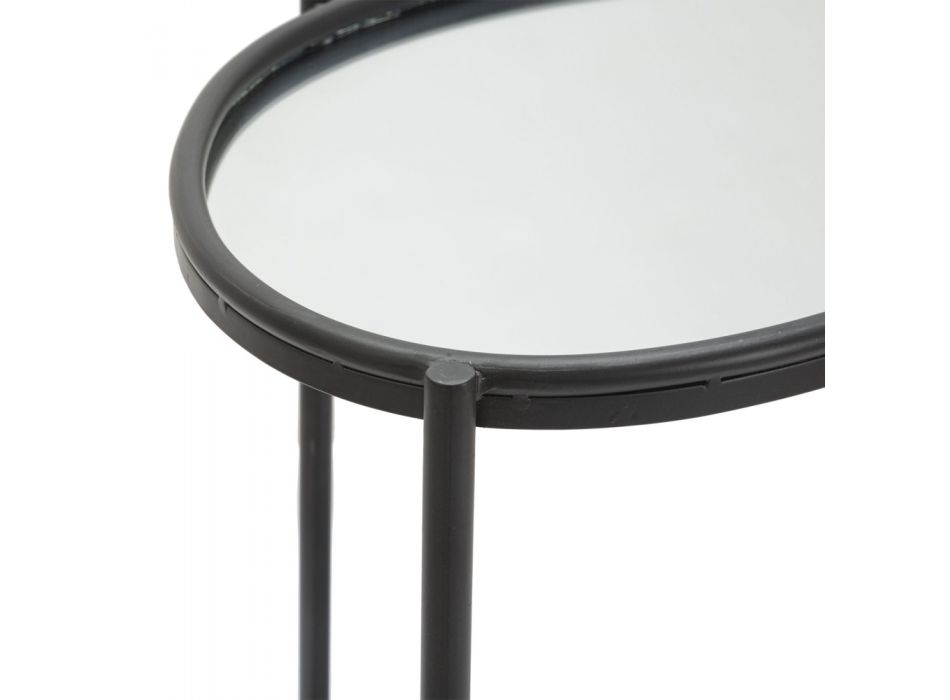Table basse miroir avec structure en fer noir - Archimede Viadurini