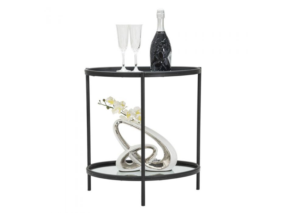 Table basse miroir avec structure en fer noir - Archimede Viadurini