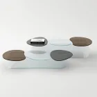 Table Basse en Verre avec 3 Plateaux de Formes Colorés - Dapy Viadurini