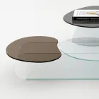 Table Basse en Verre avec 3 Plateaux de Formes Colorés - Dapy Viadurini