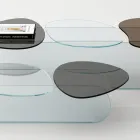 Table Basse en Verre avec 3 Plateaux de Formes Colorés - Dapy Viadurini