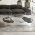 Table Basse en Verre avec 3 Plateaux de Formes Colorés - Dapy Viadurini