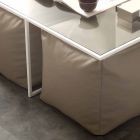 Table basse en verre avec 4 poufs en éco-cuir Lula Viadurini