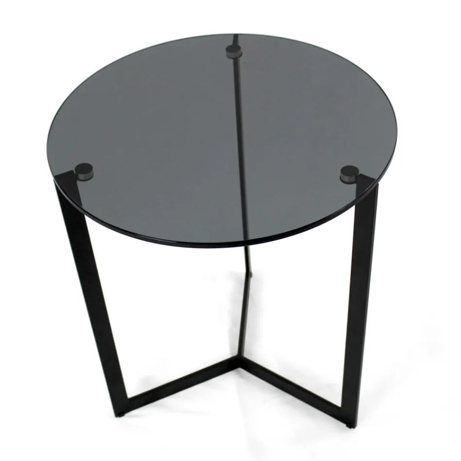 Table basse en verre avec base en acier Made in Italy - Aspira Viadurini