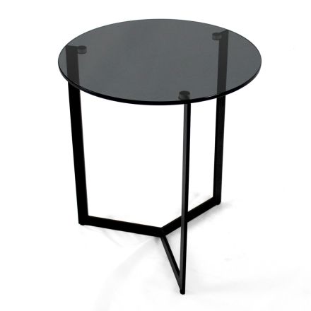 Table basse en verre avec base en acier Made in Italy - Aspira Viadurini