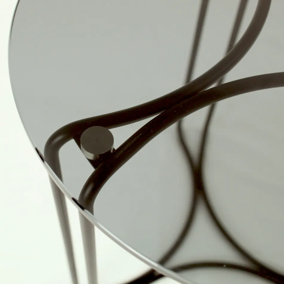 Table basse et base en verre avec 3 croissants Made in Italy - Arepa Viadurini