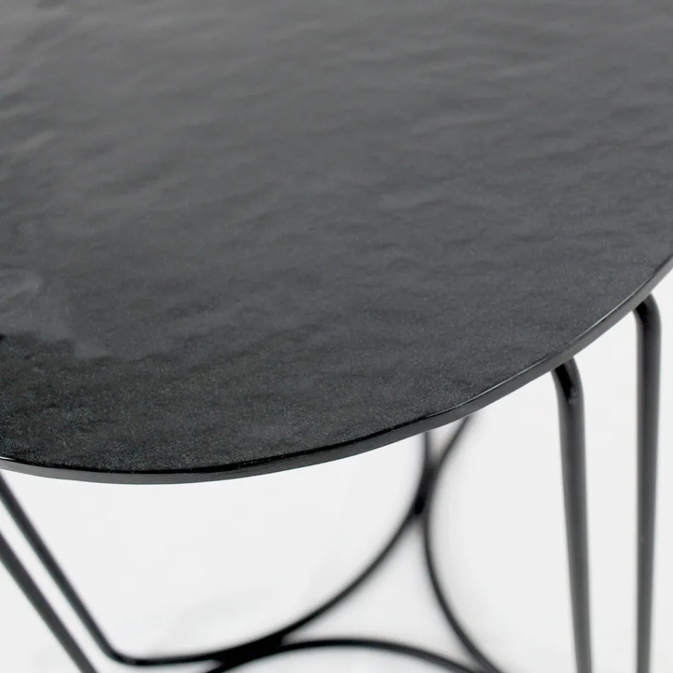 Table basse et base en verre avec 3 croissants Made in Italy - Arepa Viadurini